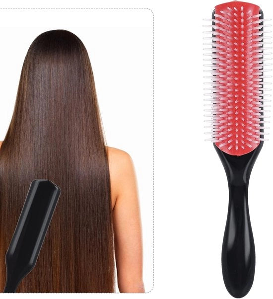 Krulborstel con 9 righe e pad in ventilazione - Riduce la rottura dei capelli e la formicolio per capelli ondulati o ricci - Stile, asciugatura e disimballaggio senza dolore per donne, uomini e bambini