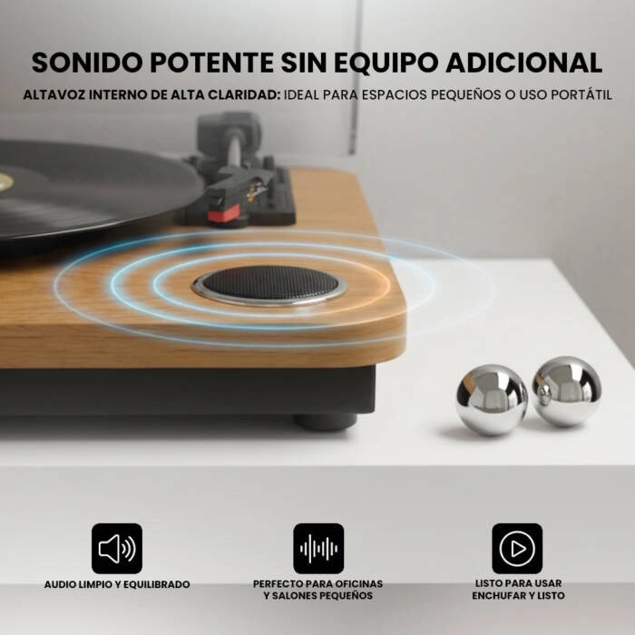 Giradischi vinile con altoparlanti integrati, Bluetooth, USB, 3 velocità 33/45/78 RPM, dischi 7-10-12 pollici - SOGO