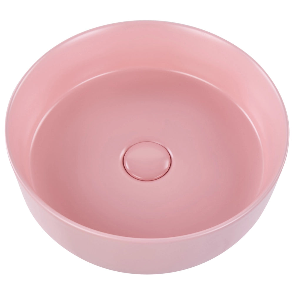 Lavandino da appoggio Rosa Ceramica 370 mm Opaco Lavandino da bagno rotondo