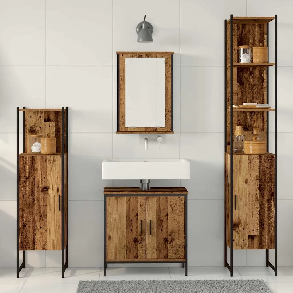 Set di mobili per il bagno 4 pcs Marrone Legno multistrato 3332597