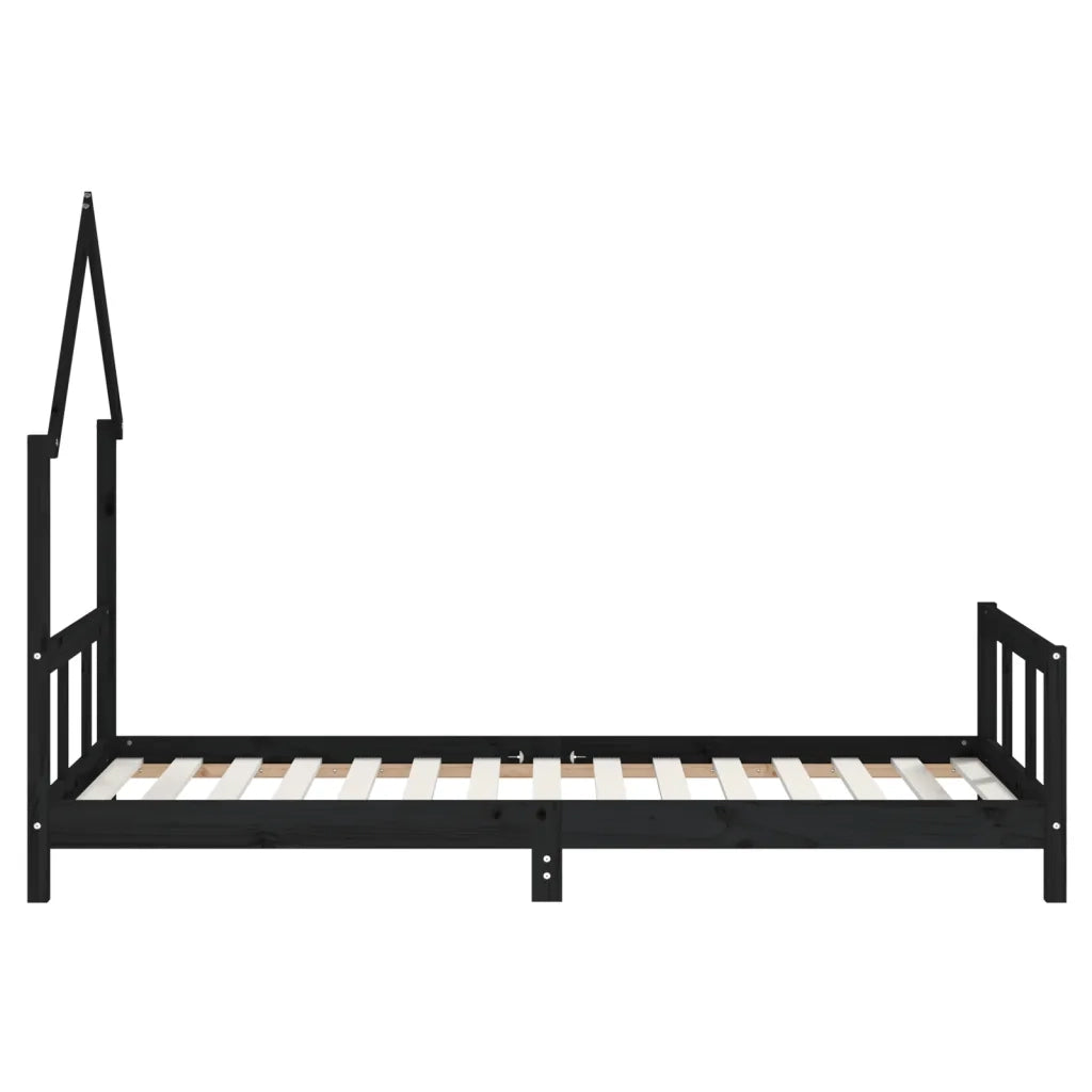 Giroletto per Bambini-Struttura Letto Bambini Nero 90x190 cm in Legno Massello di Pino 279458