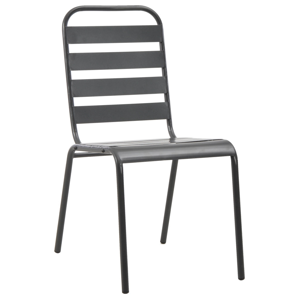 Set da Pranzo Giardino 5 Pezzi Grigio Scuro in Acciaio