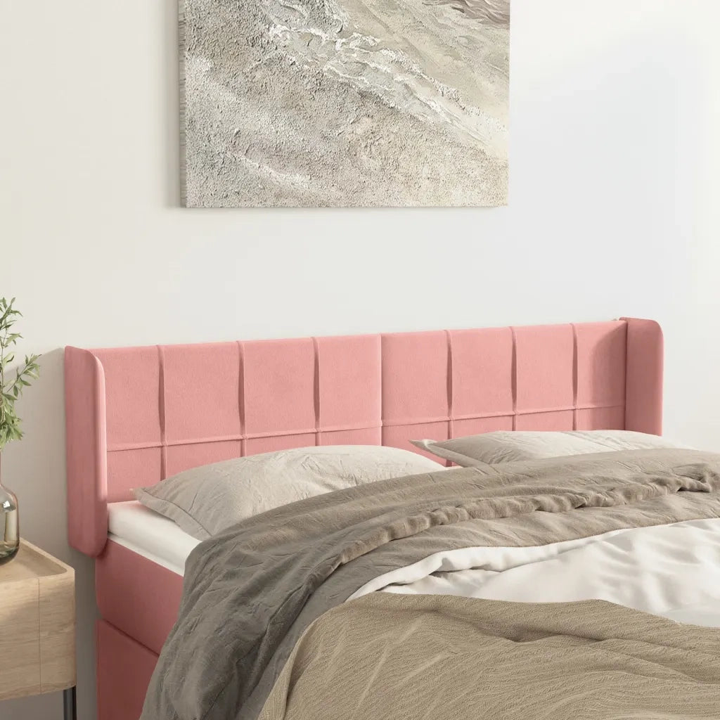 Testiera ad Orecchio Rosa 147x16x78/88 cm in Velluto 3118821