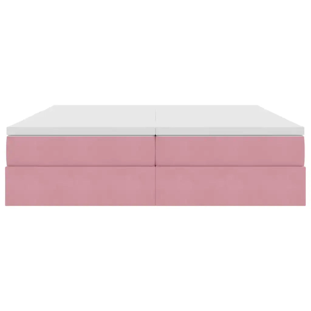 Letto con contenitore e materasso Rosa 180 x 200 cm Velluto