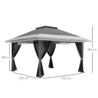 Gazebo Pieghevole 3.6x3.6 m con Pareti, Altezza Regolabile e Protezione UPF50+, Borsa con Ruote, Grigio