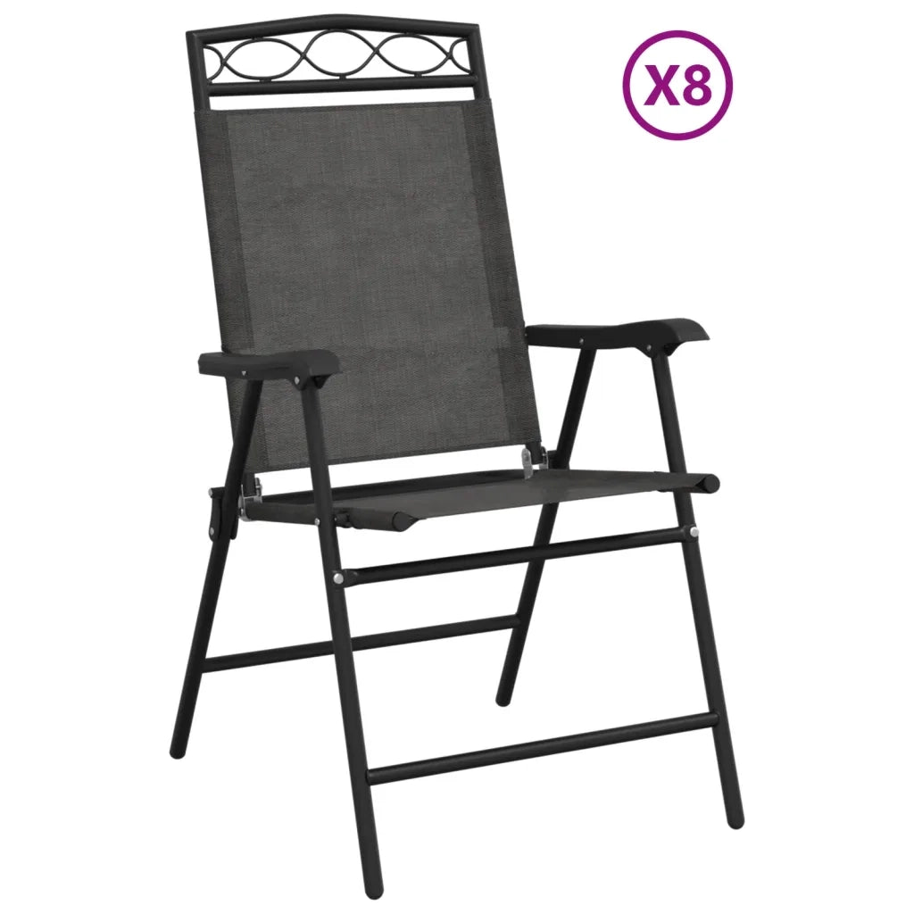 Sedie Giardino Pieghevoli 8 pz Acciaio Grigio Mélange Textilene 3157294