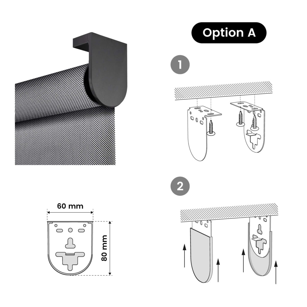 Tende a Rullo Motorizzate Screen Premium con finiture in alluminio Tessuto Tecnico con Motore e Telecomando  Grigio Scuro 80x180 cm