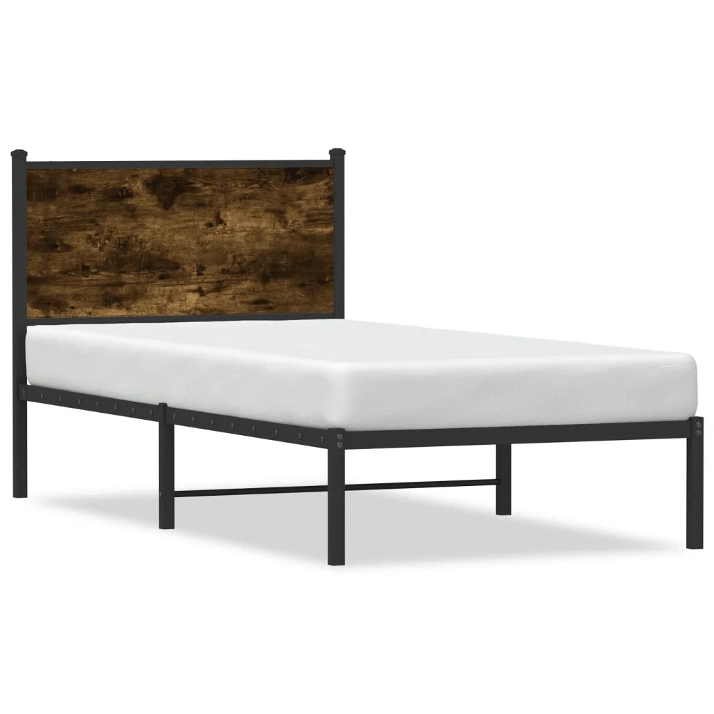 vidaXL Giroletto senza Materasso in Metallo Rovere Fumo 75x190 cm