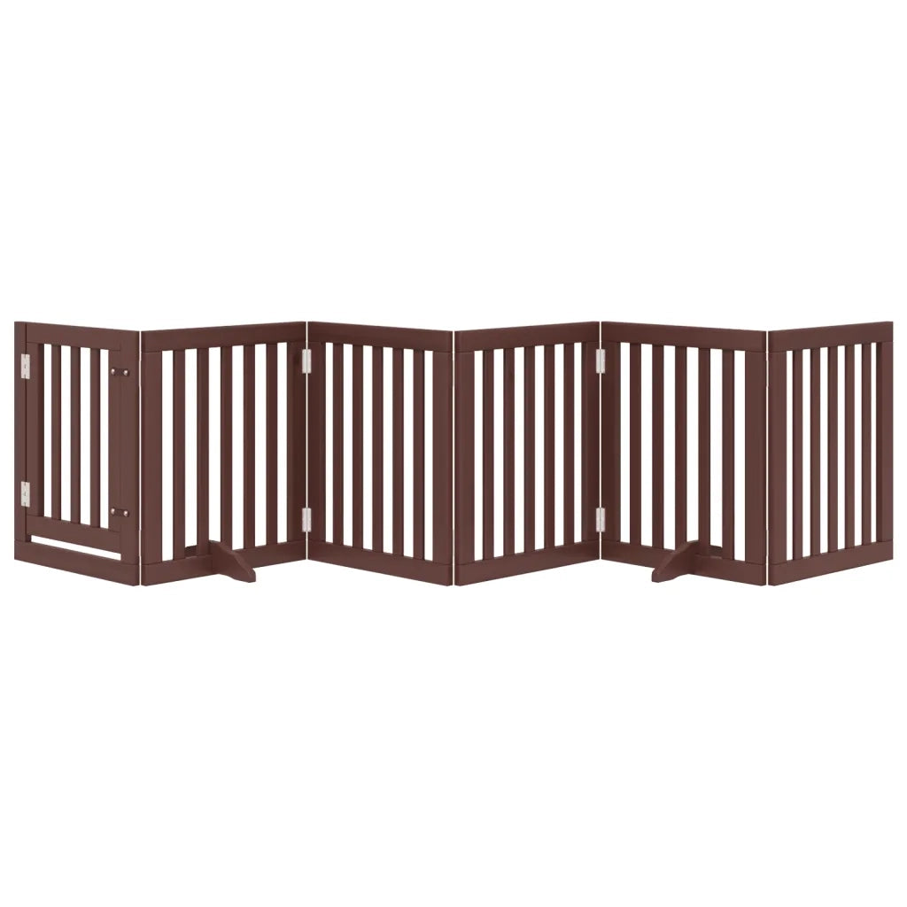 vidaXL Cancello Cani Porta Pieghevole Marrone 6 Pannelli 300cm Pioppo