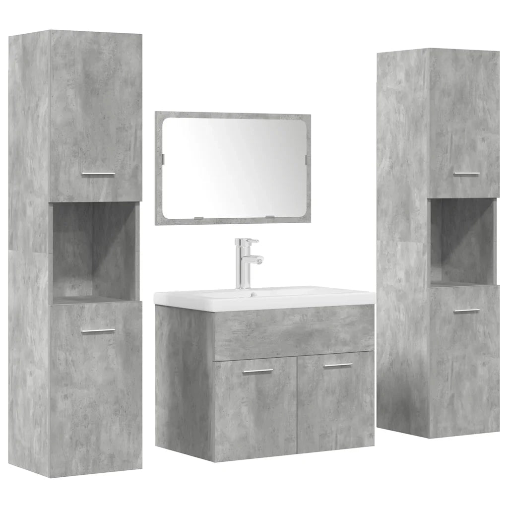 vidaXL Set Mobili da Bagno 5 pz Grigio Cemento in Legno Multistrato