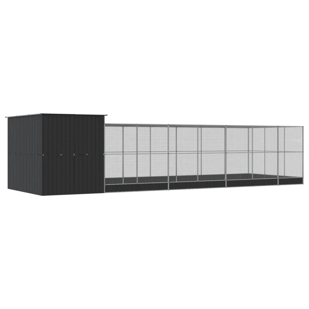 Voliera a gabbia con estensione in argento 911 x 303 x 216 cm acciaio argento 02_0045667