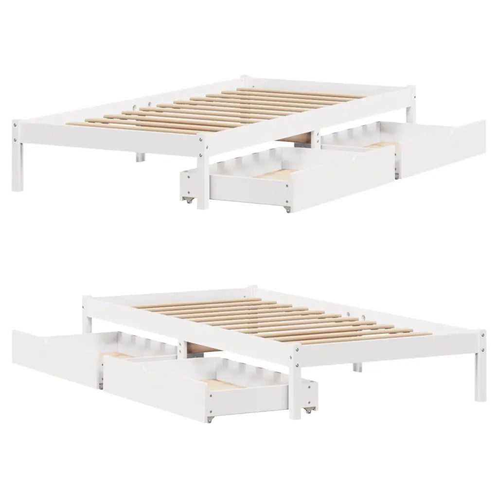 Giroletto senza Materasso Bianco 100x200 cm Legno Massello Pino 3301433