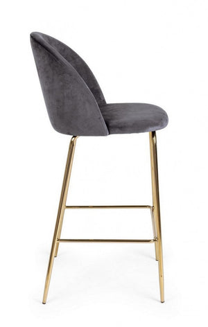 Set 2 Sgabelli Bar 51x55x105h cm Carry Velluto Grigio Scuro