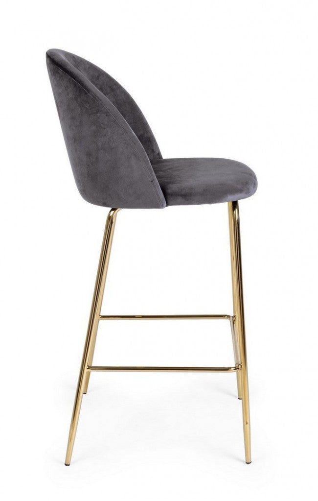Set 2 Sgabelli Bar 51x55x105h cm Carry Velluto Grigio Scuro