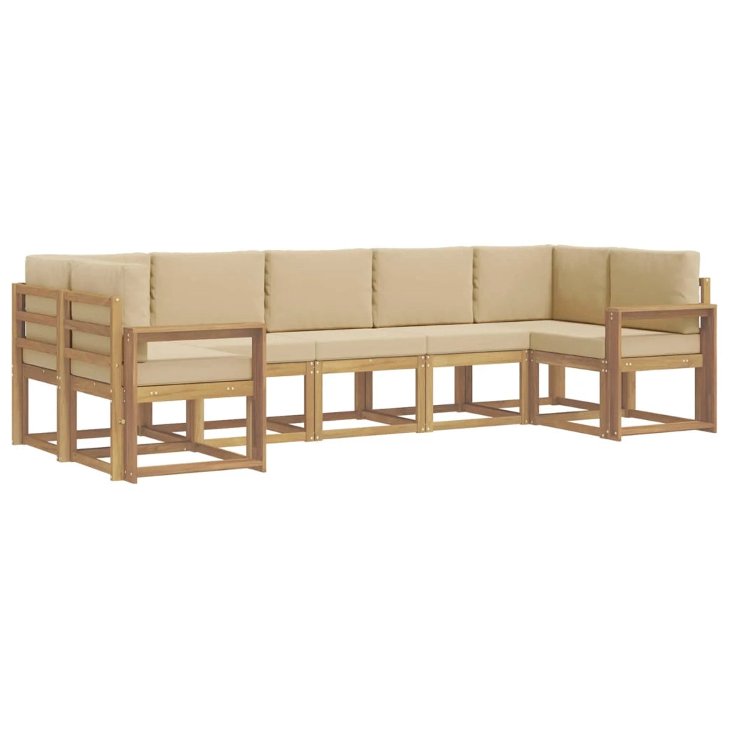 Set di divani da esterno con cuscino 7 pcs Bianco e Beige 3388162