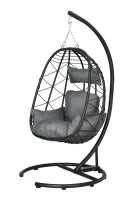 Sedia Sospesa da Giardino, Resistente alle Intemperie, Cuscino Incluso, 102 cm x 102 cm x 195 cm, Grigio Scuro