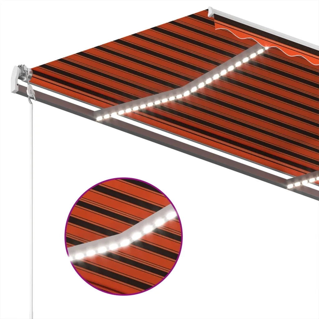 Tenda Automatica Sensore Vento e LED 400x300 cm Arancio Marrone 3068915
