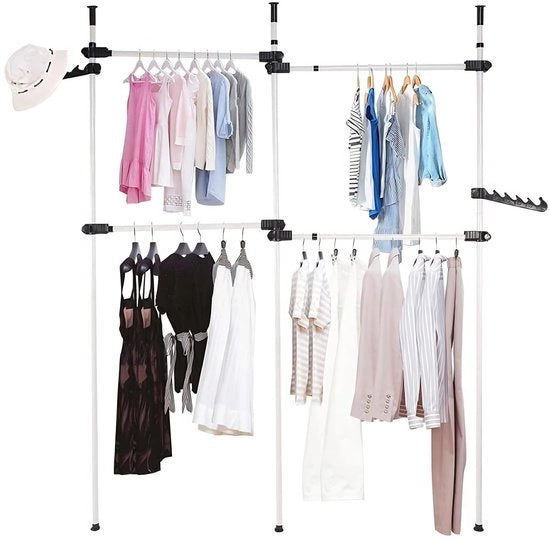 Cassettino per abbigliamento telescopico - altezza regolabile - maniglie in acciaio - duraturo - mobile - spazievitore - risparmio di spazio - attacco per abbigliamento