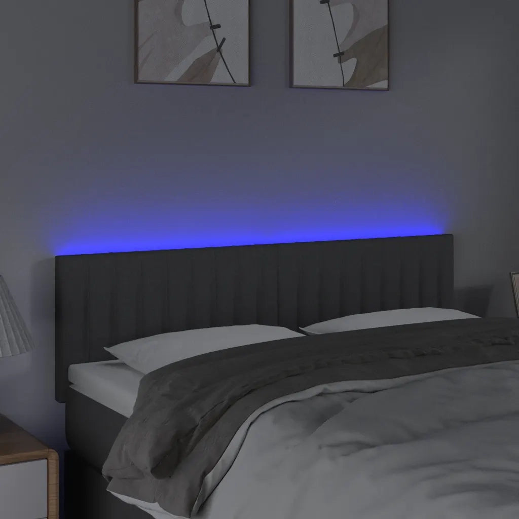 Testiera | Testata a LED Grigio Scuro 144x5x78/88 cm in Tessuto