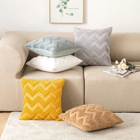 Set di 2 coprisfondi, cuscini decorativi, polyester, cuscini per divano, morbidi cuscini per divano, coprisfondo con chiusura a zip nascosta, per salotto, camera da letto, 40 x 40 cm, giallo limone