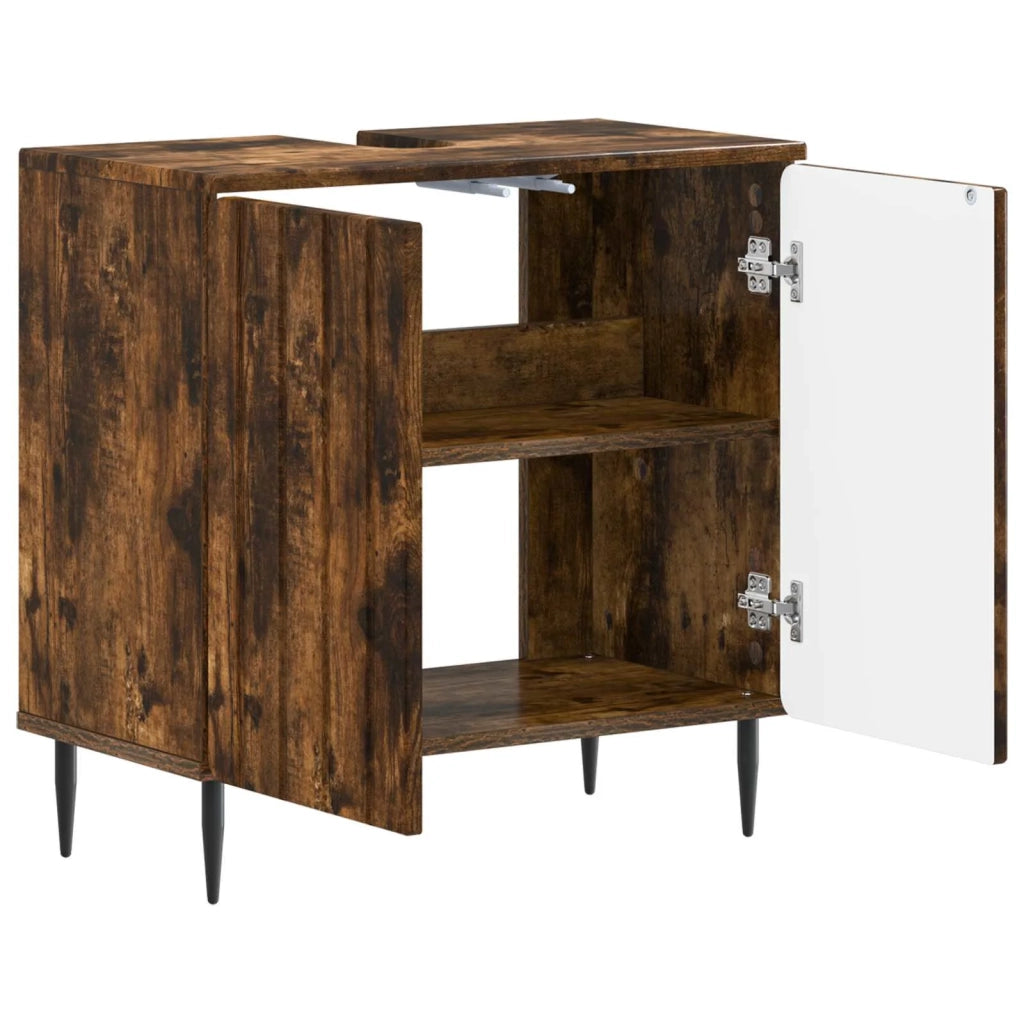 Armadio per Lavabo da Bagno ZWOLLE Rovere Fumo 896350