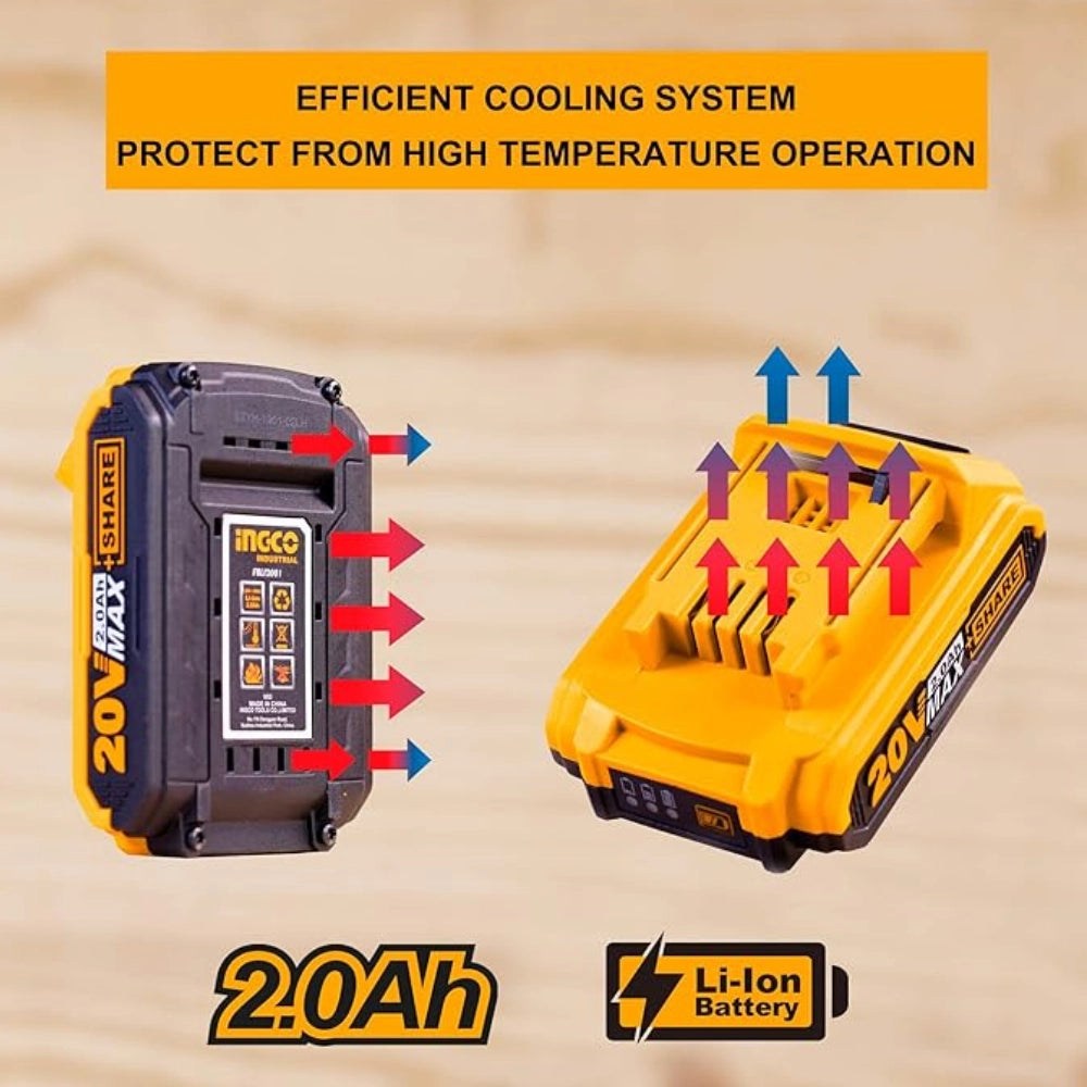 Batteria ioni litio 20v 2ah indicatore led potenza costante strumenti elettrici