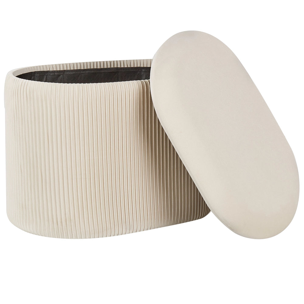 Pouf beige chiaro in velluto Glamour Poggiapiedi Soggiorno Camera da letto