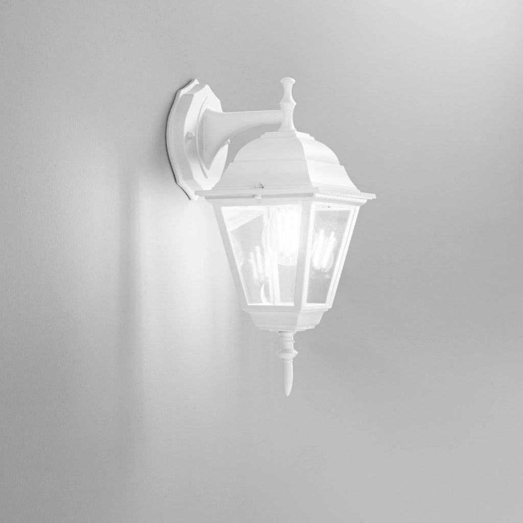APPLIQUE DOWN ROMA BIANCA 1 LUCE ATTACCO E27 IP44 14,6X19,5X35CM