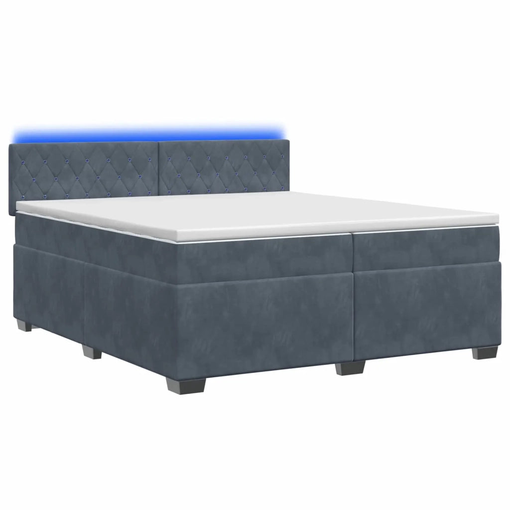 Letto con Box Spring, Materasso e LED Grigio Scuro 200 x 200 cm 3452241
