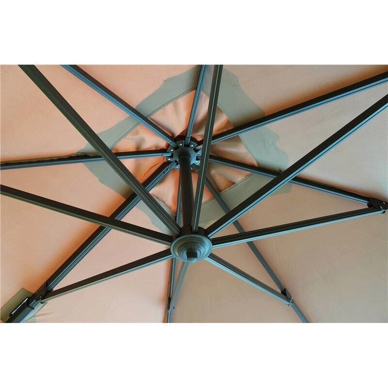 OMBRELLONE DOPPIO ARCHIMEDE 3 X 3 ANTRACITE E TELO ANTIVENTO TAUPE