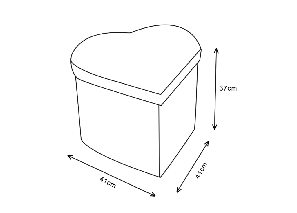 Pouf Contenitore Imbottito Pieghevole In Ecopelle Modello Coracao Cuore Rosso
