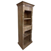 Libreria in legno con finitura artigianale marrone, 57x38x180h cm