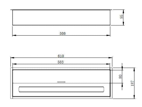 Bruciatore a Bioetanolo per Camini 61x18,7xH9,5 cm 4,5L in Acciaio Inox