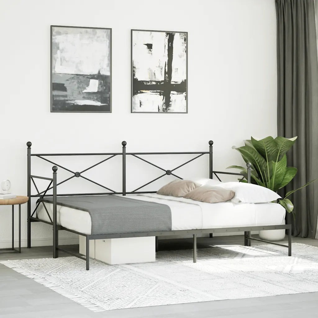 Divano Letto Estraibile senza Materasso-Sofa Letto-Daybed Nero 90x200 cm Acciaio