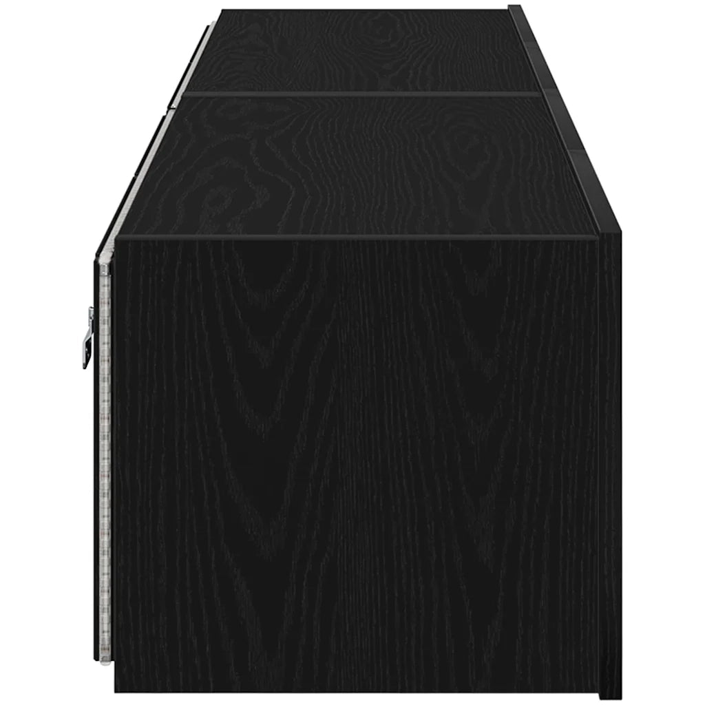 Mobile TV da parete con LED 2 pcs Rovere Nero 80 x 35 x 31 cm 863109
