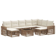Set Divano da Giardino 10 pcs Beige e Bianco Crema polyrattan