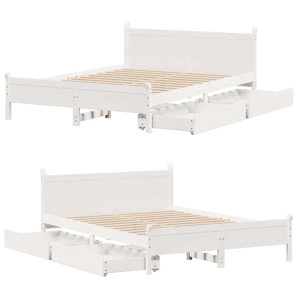 Letto senza Materasso Bianco 150x200 cm Legno Massello di Pino 3309768
