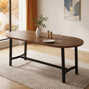 Tavolo da pranzo - 180x80x75 cm - angoli arrotondati - gambe in ferro - per 6-8 persone - noce