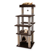 Tiragraffi multilivello 56 x 56 x 148 cm comodo trespolo cuccia oscillante tessuto marrone peluche 20_0017308