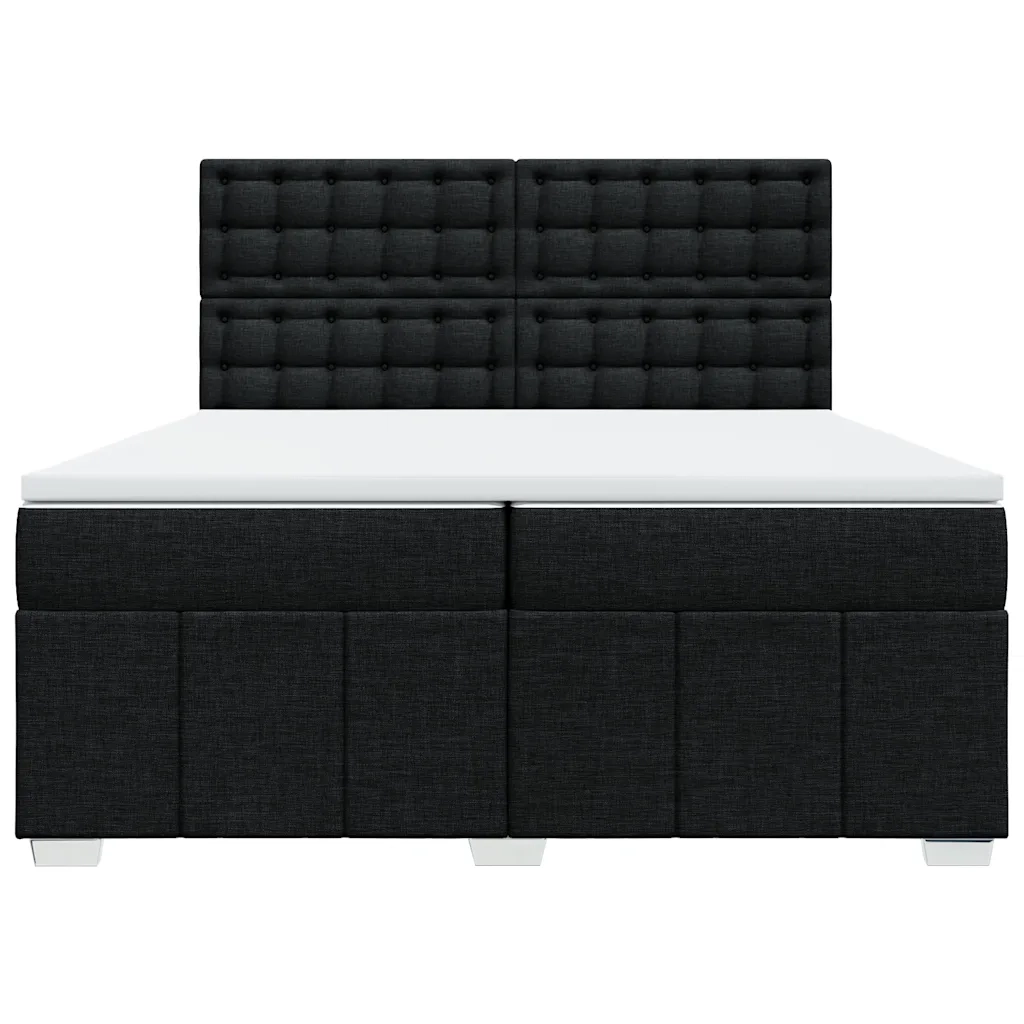 Giroletto a Molle con Materasso Nero 200x200 cm in Tessuto