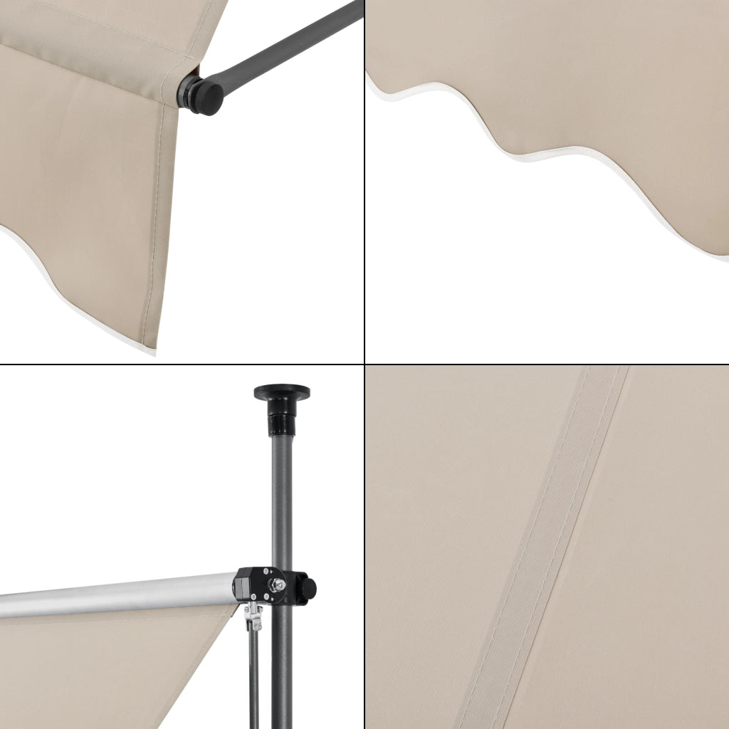Tenda da Sole a Muro con Pali di Supporto Telescopici Parasole 300 x 120 cm (LxP) color Sabbia pro.tec