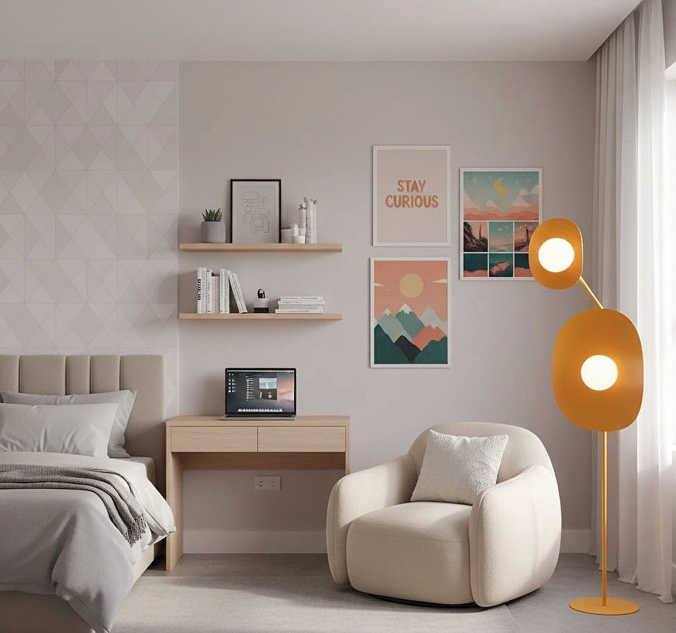 Lampada da terra DELULU arancio/bianca design 2xG9 Emibig