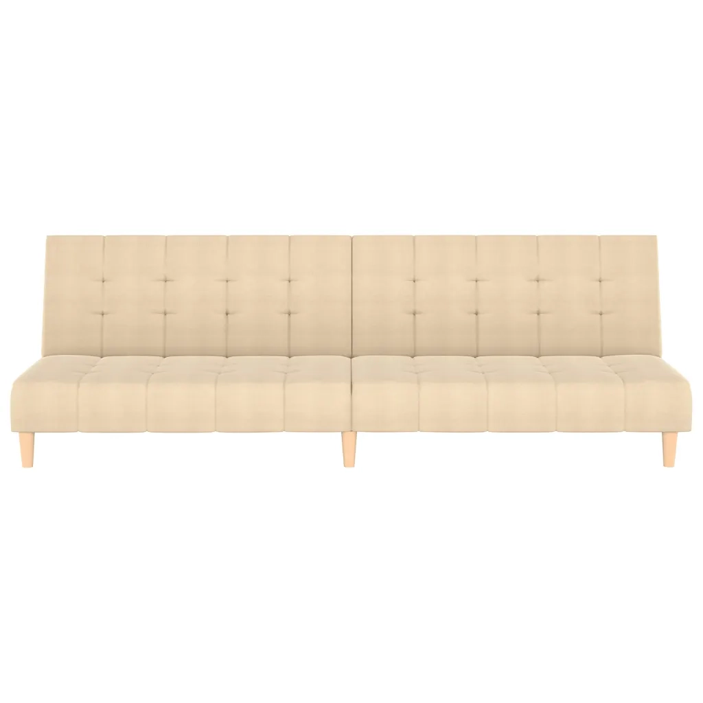 Divano Letto a 2 Posti Crema in Tessuto 375757
