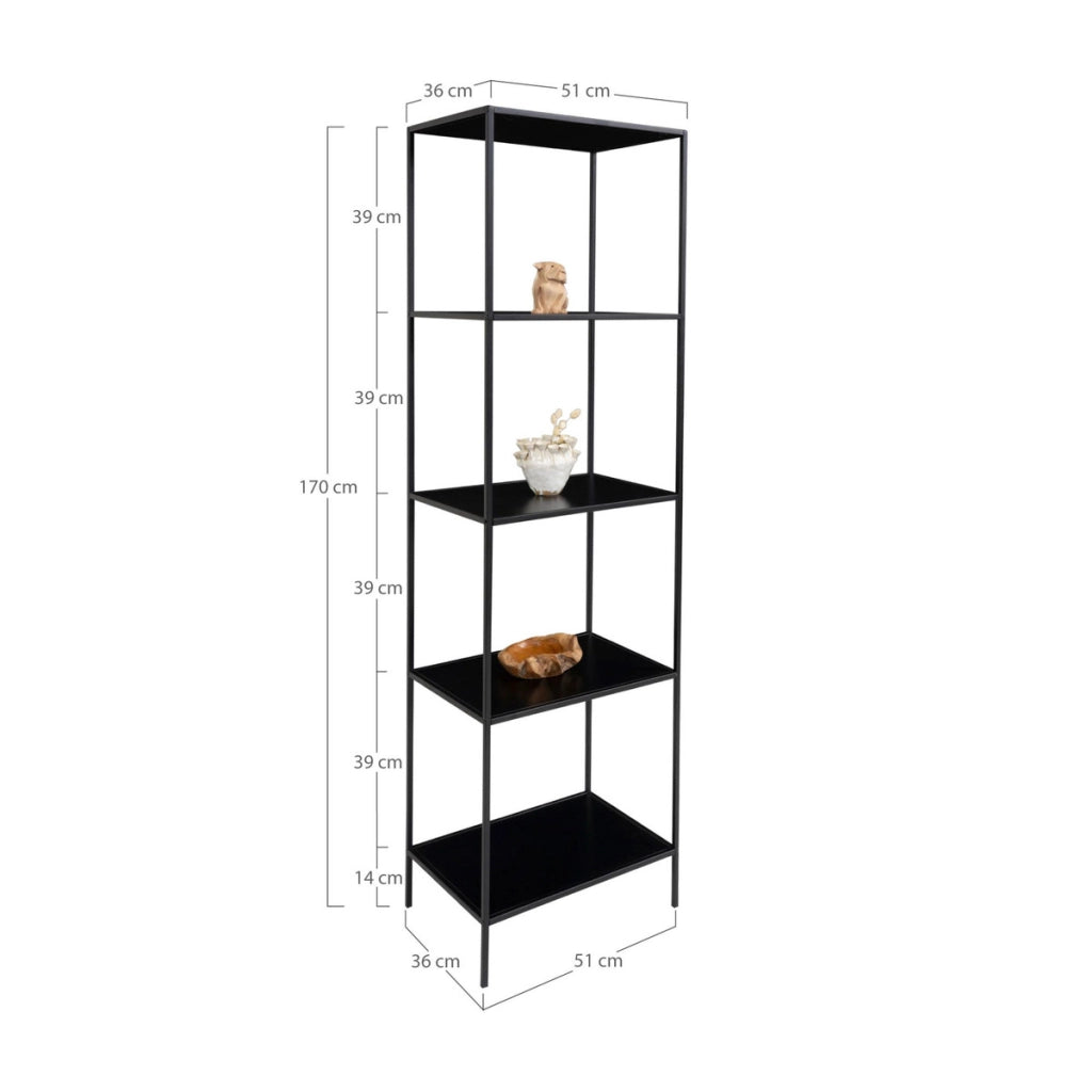 Libreria Vita, Nero, Metallo, 36x51x170 cm