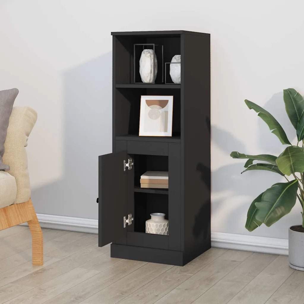 Credenza | Madia | Buffet da pranzo | Armadio da pranzo Nera 36x35,5x103,5 cm in Legno Multistrato