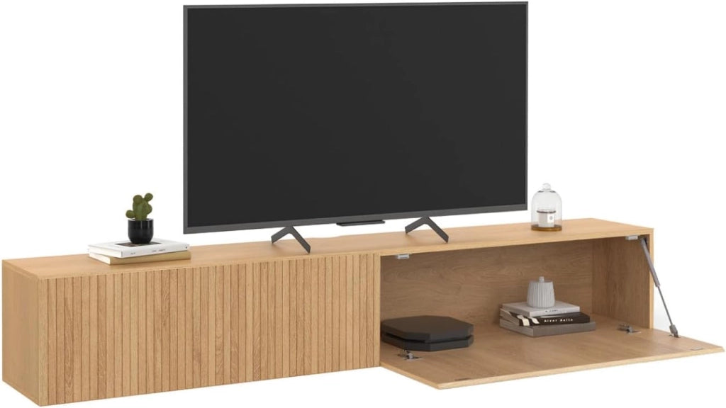 Mobile TV sospeso JULIETTE 180 cm con 2 ante a doghe color rovere