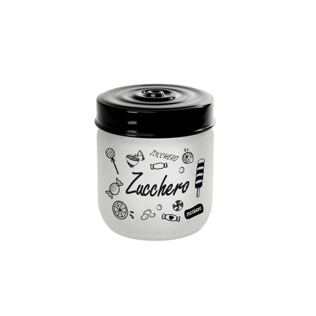 MAURY'S  BARATTOLO CANDY IN VETRO SATINATO CON TOP NER 425 CC 9X9 CM ZUCCHERO