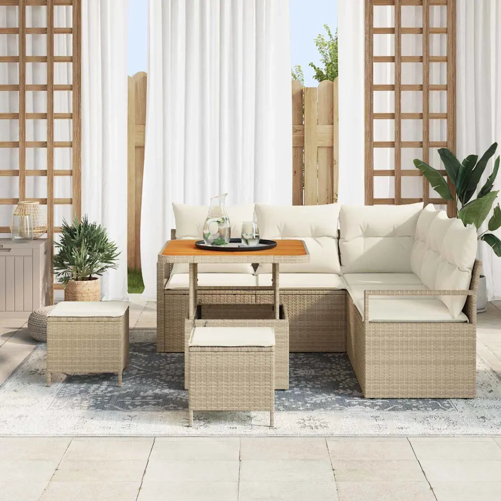 Set Divano da Giardino con cuscino 8 pcs Beige e Crema