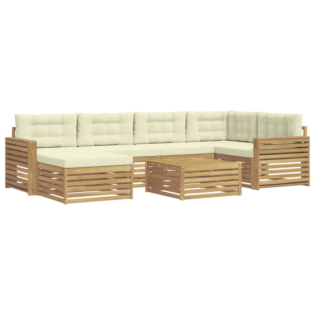 Set di divani da esterno con cuscino 7 pcs Bianco e Crema 3390810