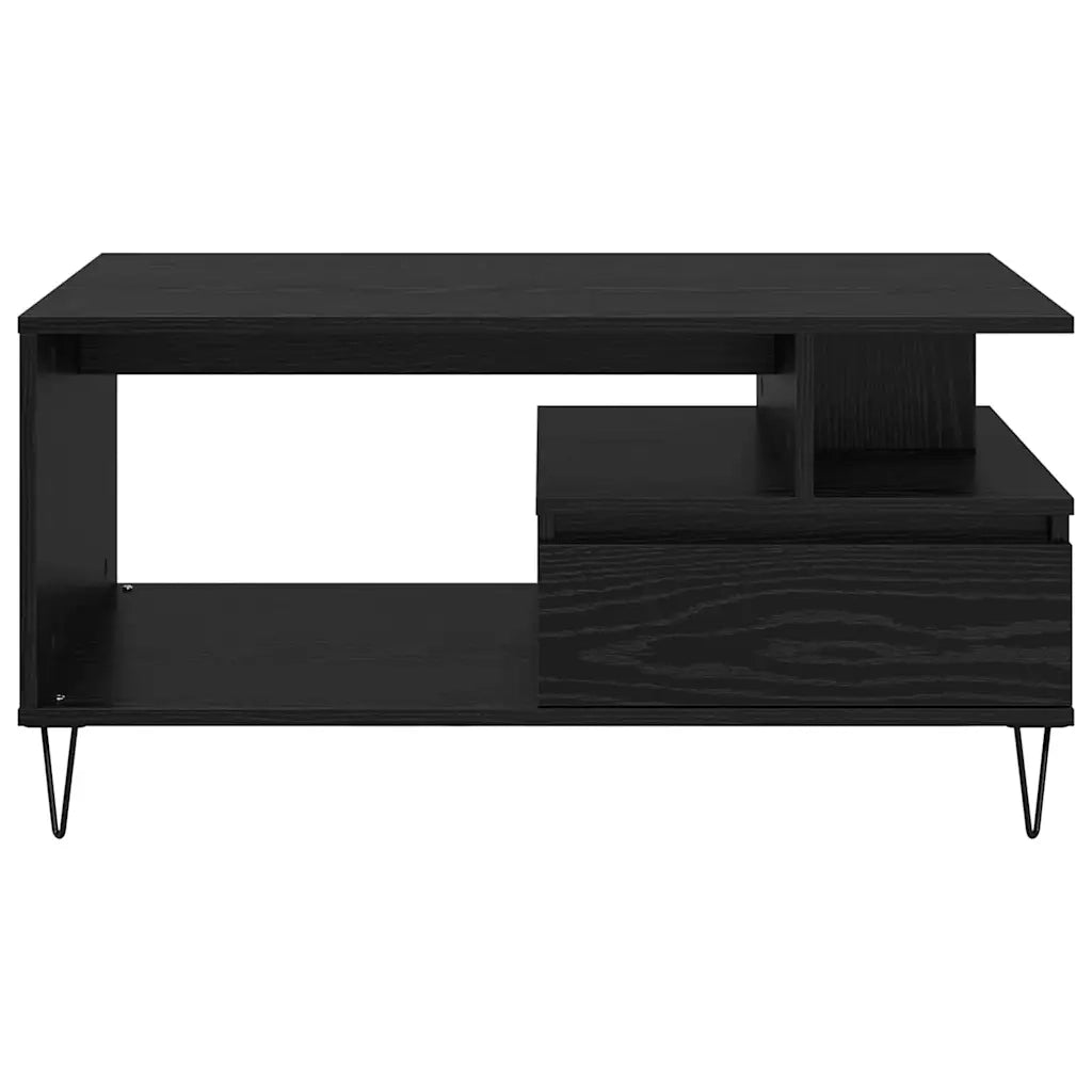 Tavolino da Salotto con Cassetto-Tavolino da soggiorno-Tavolo Rovere Nero 90 x 49 x 45 cm 497627